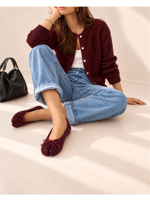 Ballerina Tabi in suede bordeaux IL LACCIO | 5462SUEDEBORDEAUX